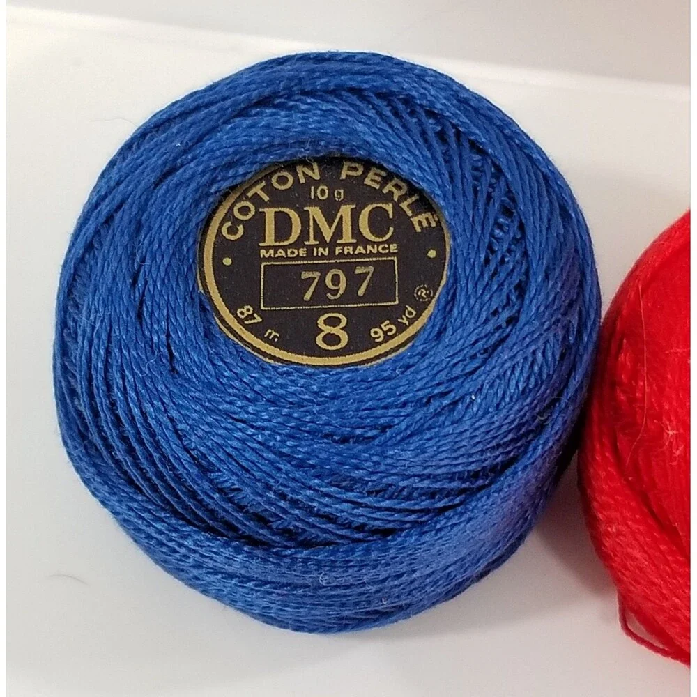 Lot of 12 Embroidery Threads – DMC Floss & Cotton Balls Mixed Colors